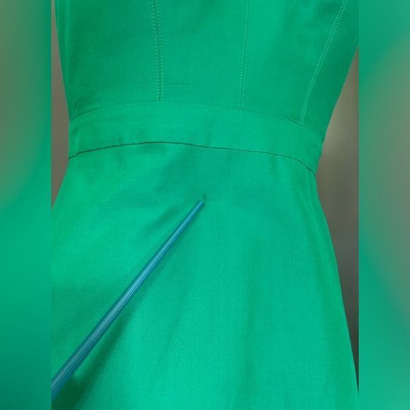 J. Crew Strapless Green Ruffle Hem Midi Party Dress Built in Corset - Picture 3 of 10